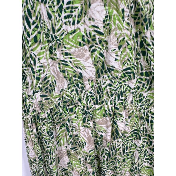 Cabi Green Tropical Print Faux Wrap Dress Women's Size M - Picture 3 of 12
